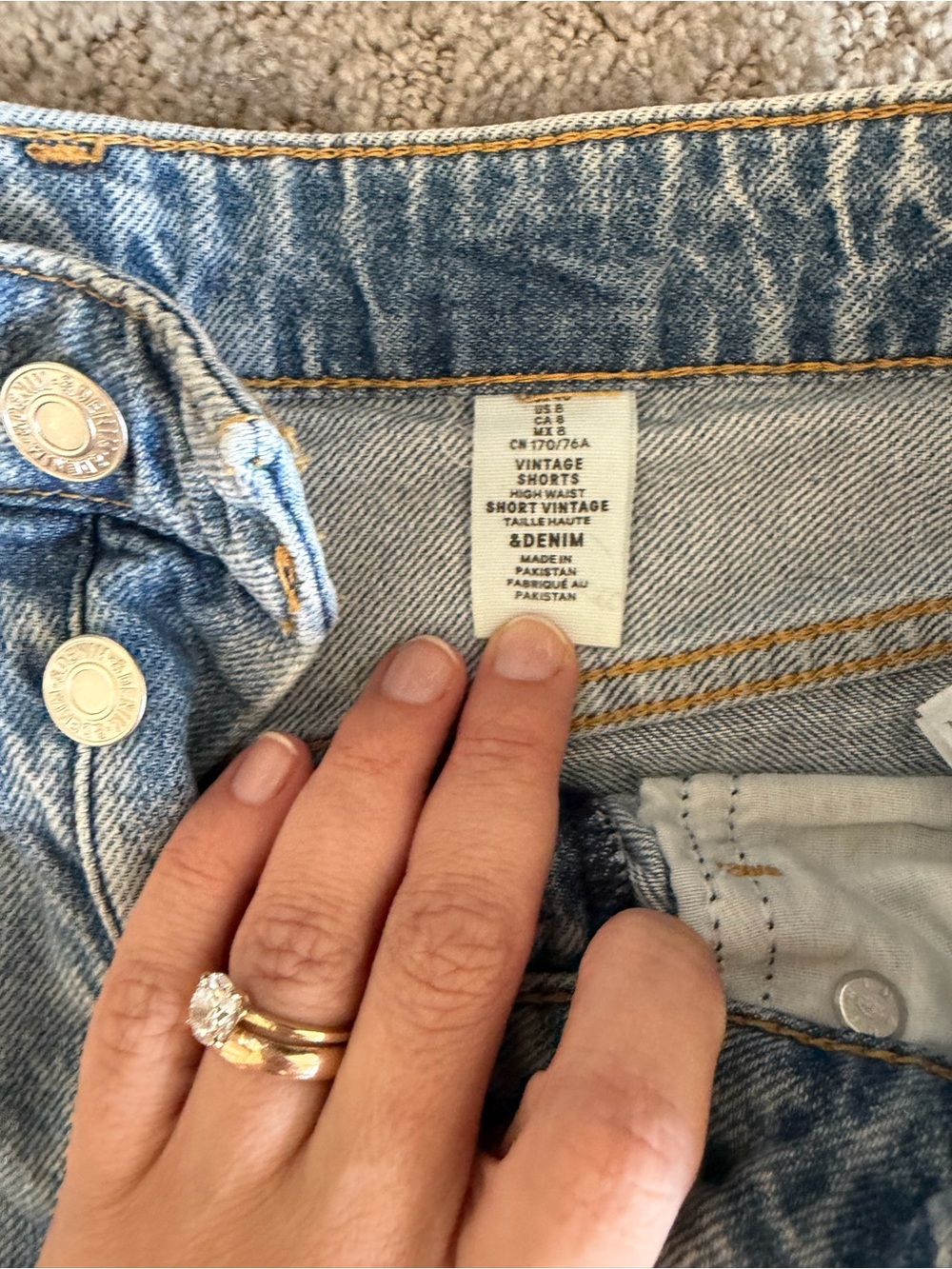 H&M Light Blue Distressed Denim Shorts with Frayed Hem - Picture 3 of 3